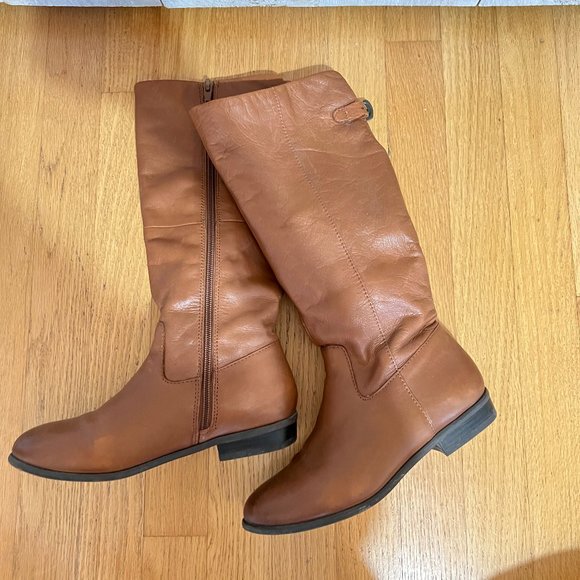 Aldo Keesha Brown Leather Riding Boots - Picture 2 of 7